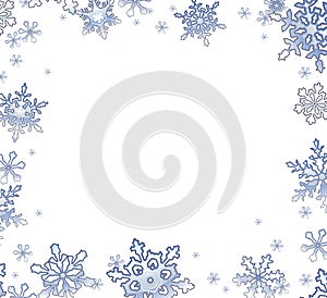 Christmas frame with frosty snowflakes