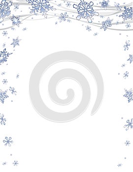 Christmas frame with frosty snowflakes