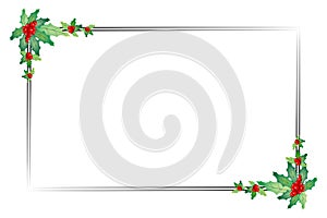 Christmas frame with mistletoe berries