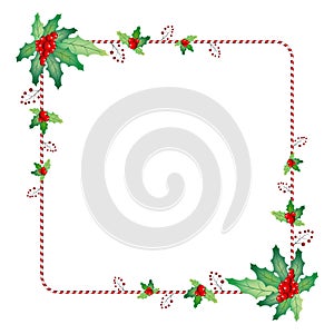 Christmas frame with mistletoe berries