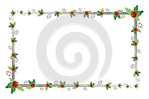 Christmas frame with mistletoe berries