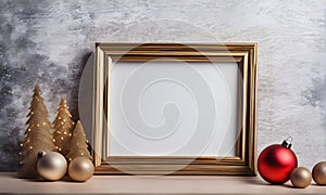 Christmas frame mockup on festively decorated table