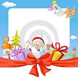 Christmas frame wit Santa Claus and gifts photo