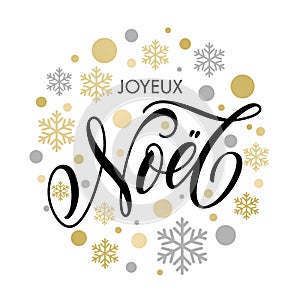 Christmas in French Joyeux Noel text ornament for greeting card photo
