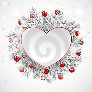 Christmas Frozen Twigs Snowfall Baubles Heart