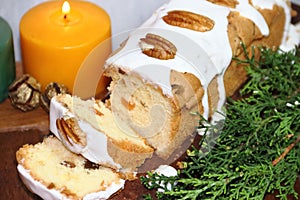 Christmas fruit budin with dried and glazed fruits and sweet ingredients photo