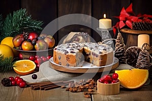 Christmas fruit cake cooking. Generate Ai