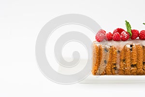 Christmas fruit cake with raspberries