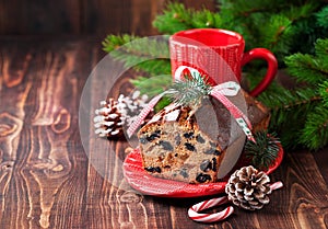 Christmas fruitcake with raisins