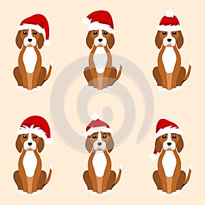 Christmas Funny Dogs in Different Santa Hats