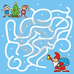 Christmas game for kids, labyrinth