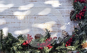 Christmas garland on country porch photo