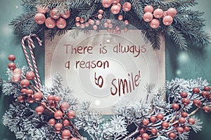 Christmas Garland, Fir Tree Branch, Quote Always Reason To Smile