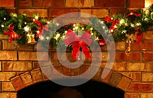 Christmas Garland with Lights photo