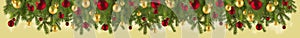 Christmas garland with ornaments and fir branches