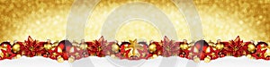 Christmas garland super wide red gold panorama banner
