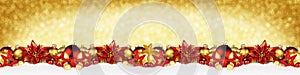 Christmas garland super wide red gold panorama banner photo