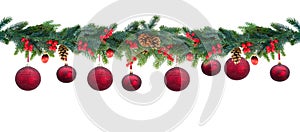 Christmas garland on white