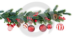 Christmas garland on white