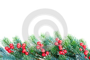 Christmas garland on white