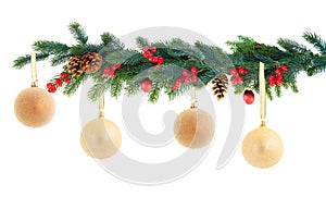 Christmas garland on white