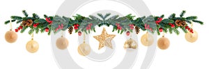 Christmas garland on white