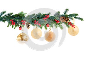 Christmas garland on white