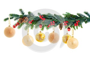 Christmas garland on white