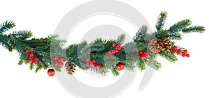 Christmas garland on white