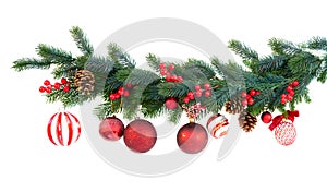 Christmas garland on white