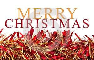 Christmas garland on white background with Merry Christmas message