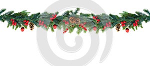 Christmas garland on white