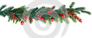 Christmas garland on white