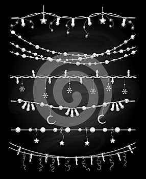 Christmas garlands or chalkboard