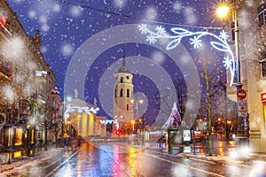 Christmas Gediminas prospect, Vilnius, Lithuania