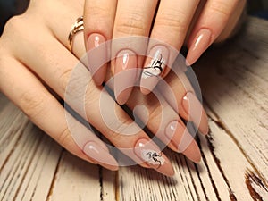 Christmas Gel Nail Design,Woman Hand Manicure painting sparkling foils