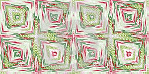 Christmas geometric gift wrap border. Contemporary holiday quilt with grid ribbon. Multicolor yule decorative glitchy