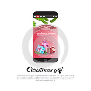 Christmas Gift Banner Cell Smart Phone With New Year Decoration Holiday Sales On Electronics Poster