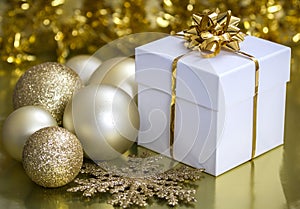 Christmas Gift Box and Baubles