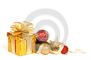 Christmas gift box with christmas balls