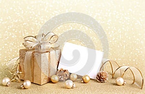 Christmas gift box with christmas balls