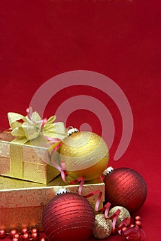 Christmas gift box with christmas balls