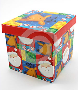 Christmas gift box, decor red on white