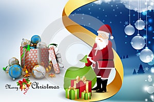 Christmas gift box with santaclaus