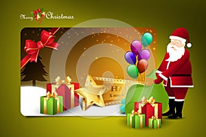 Christmas gift box with santaclaus