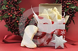 Christmas gift box of shortbread biscuit cookies