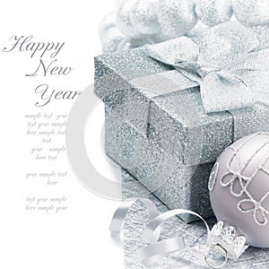 Christmas gift box in silver tone