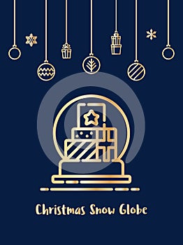 Vánoční dárek krabice v sníh zeměkoule ikona vánoční ozdoba prvky závěsný 