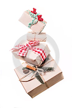 Christmas gift boxes levitation