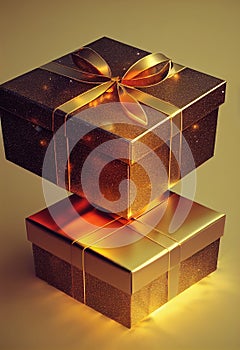 christmas gift boxes in magic light